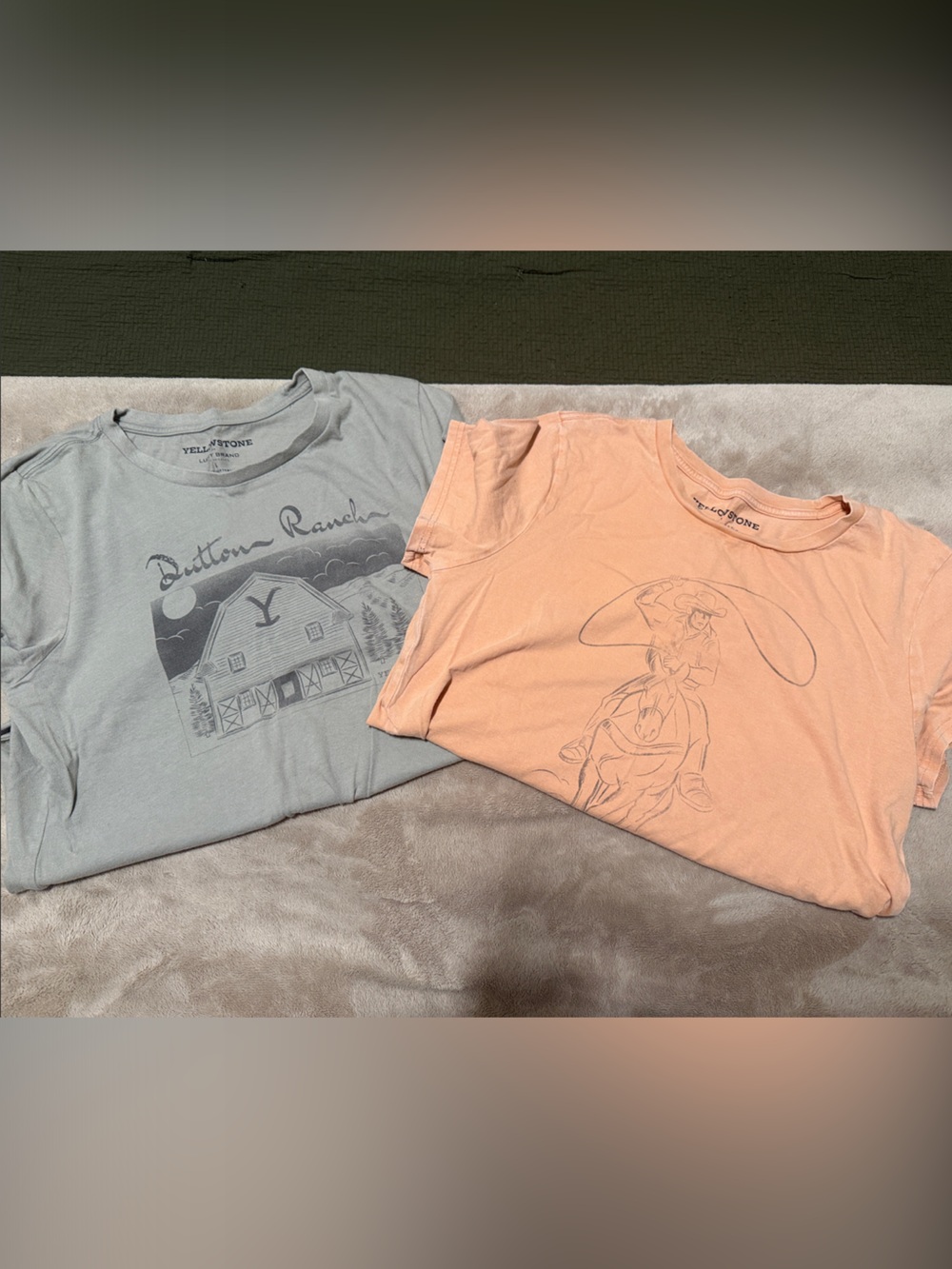 Lucky Brand Peach and Gray Graphic Short Sleeve Tees